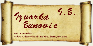 Izvorka Bunović vizit kartica